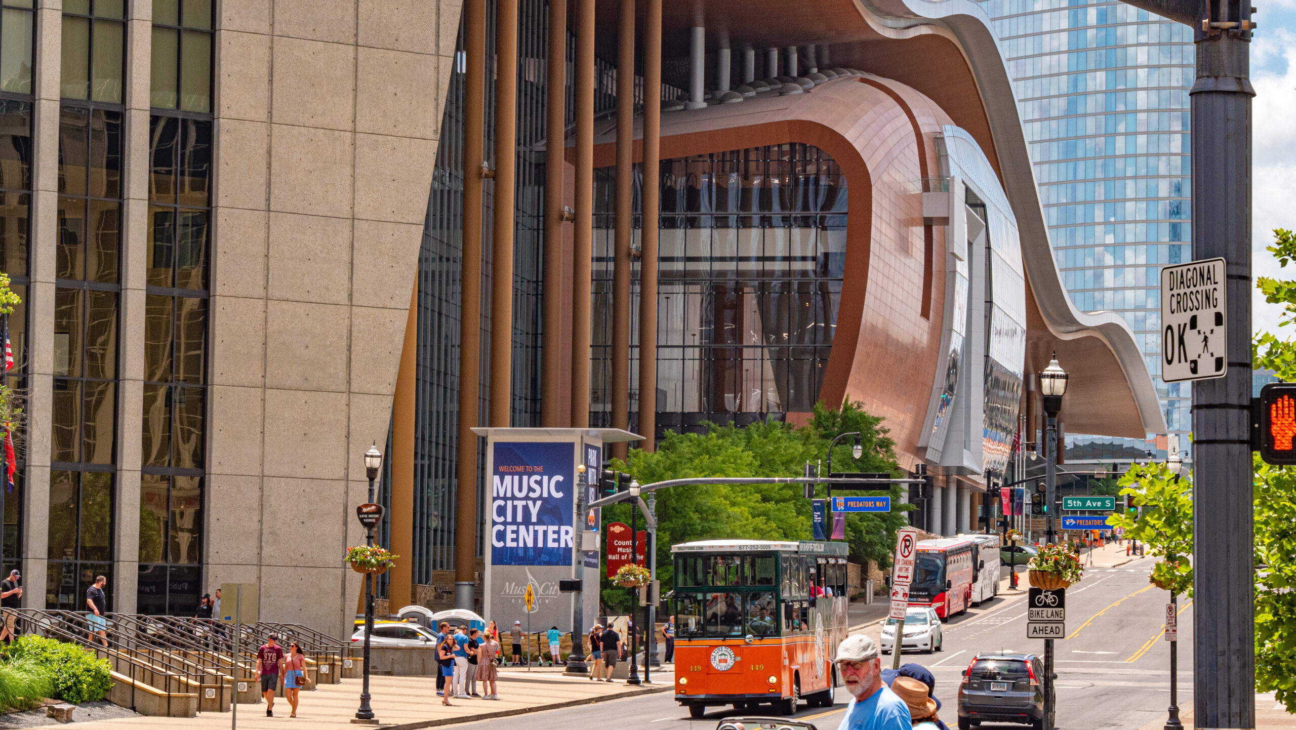 exterior shot of the music city center building